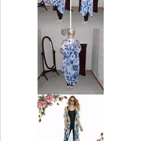 MUDD Cold shoulder sheer vest/kimono - Picture 6 of 6